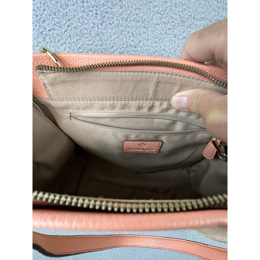Nanette Lepore Petro Peach Straw Tote Handbag / Mixed-Media Shoulder Satchel